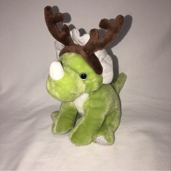 Frankford Baby Christmas Triceratops Green Dinosaur Plushy Holiday - Picture 1 of 5